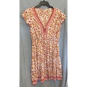 Lola P. Floral Festival Cottagecore Midi Dress Peasant Boho Tiered Womens XL